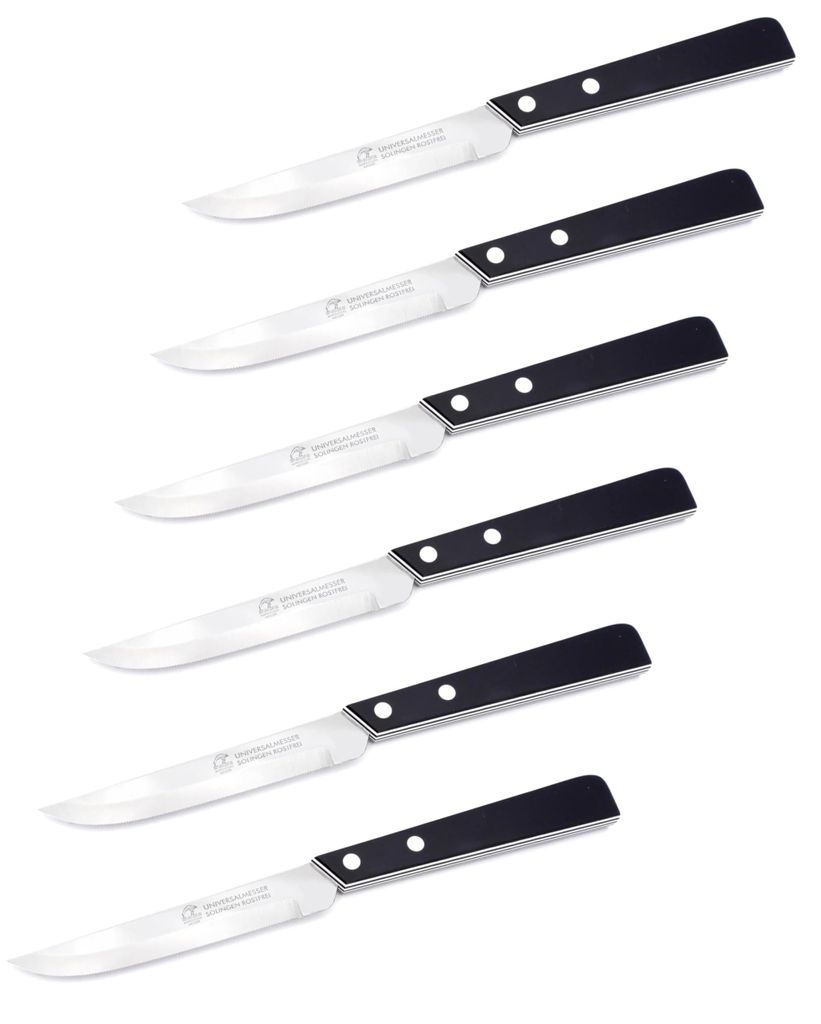 Marsvogel - Universalmesser Solingen - Allzweckmesser - gerade Klinge - Mikroverzahnung - Doppelseitiger Hohlschliff - schwarz/weiß - extra Scharf...