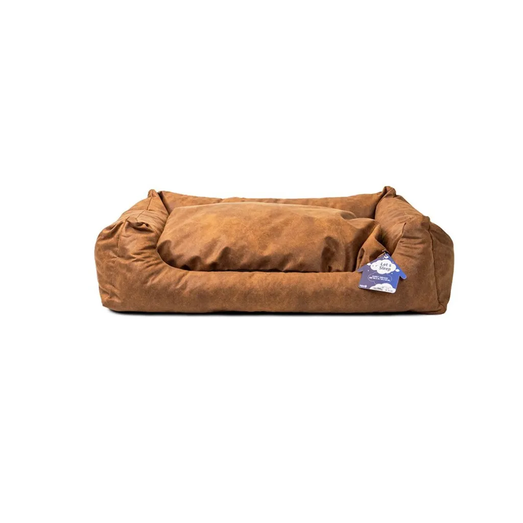Lets Sleep Sweet Dreams Lit pour chien cognac taille L avec coussin