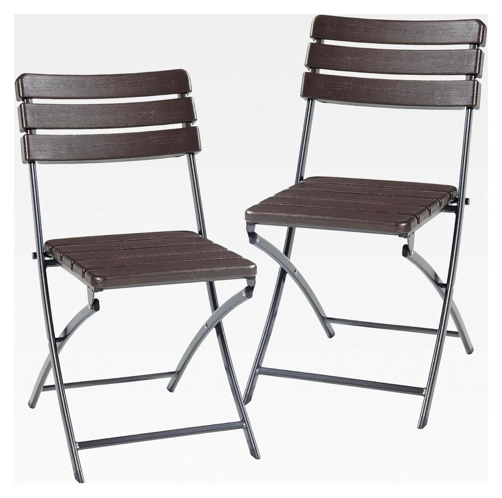 Klappbarer Gartenstuhl Lillestrøm 2er Set Campingstuhl Strandstuhl Outdoor Indoor 81 x 58 x 46 cm Holzoptik, Dunkelbraun