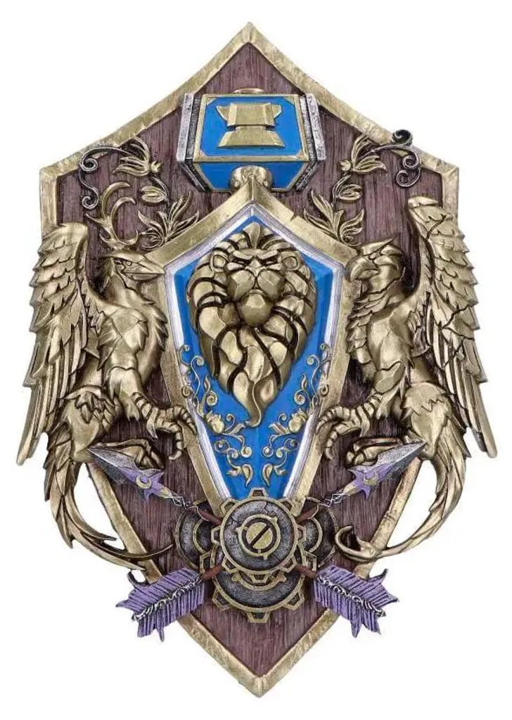 Blason Alliance World of Warcraft 30 cm - Logo WoW Relief Finition Or