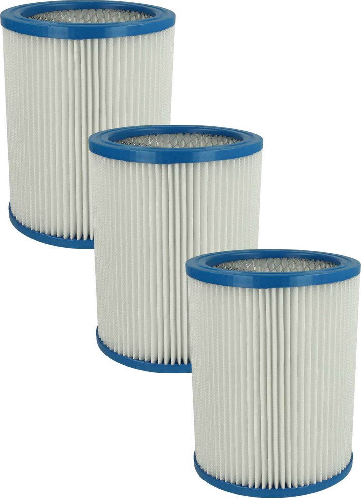 vhbw 3x Faltenfilter kompatibel mit Fein Dustex 40, 25 Staubsauger - Patronenfilter Weiß Abwaschbar