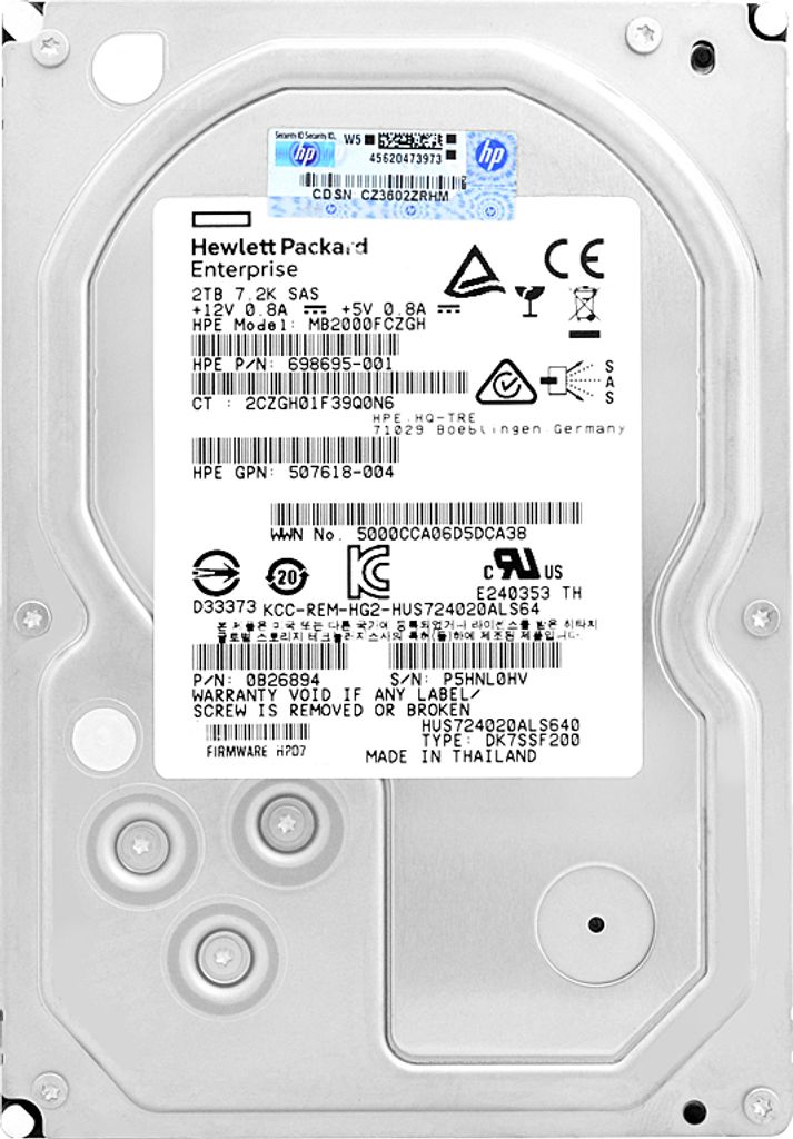 Festplatte HP MB2000FCZGH 2TB 7200Rpm Sas II 3.5"Zoll 698695-001