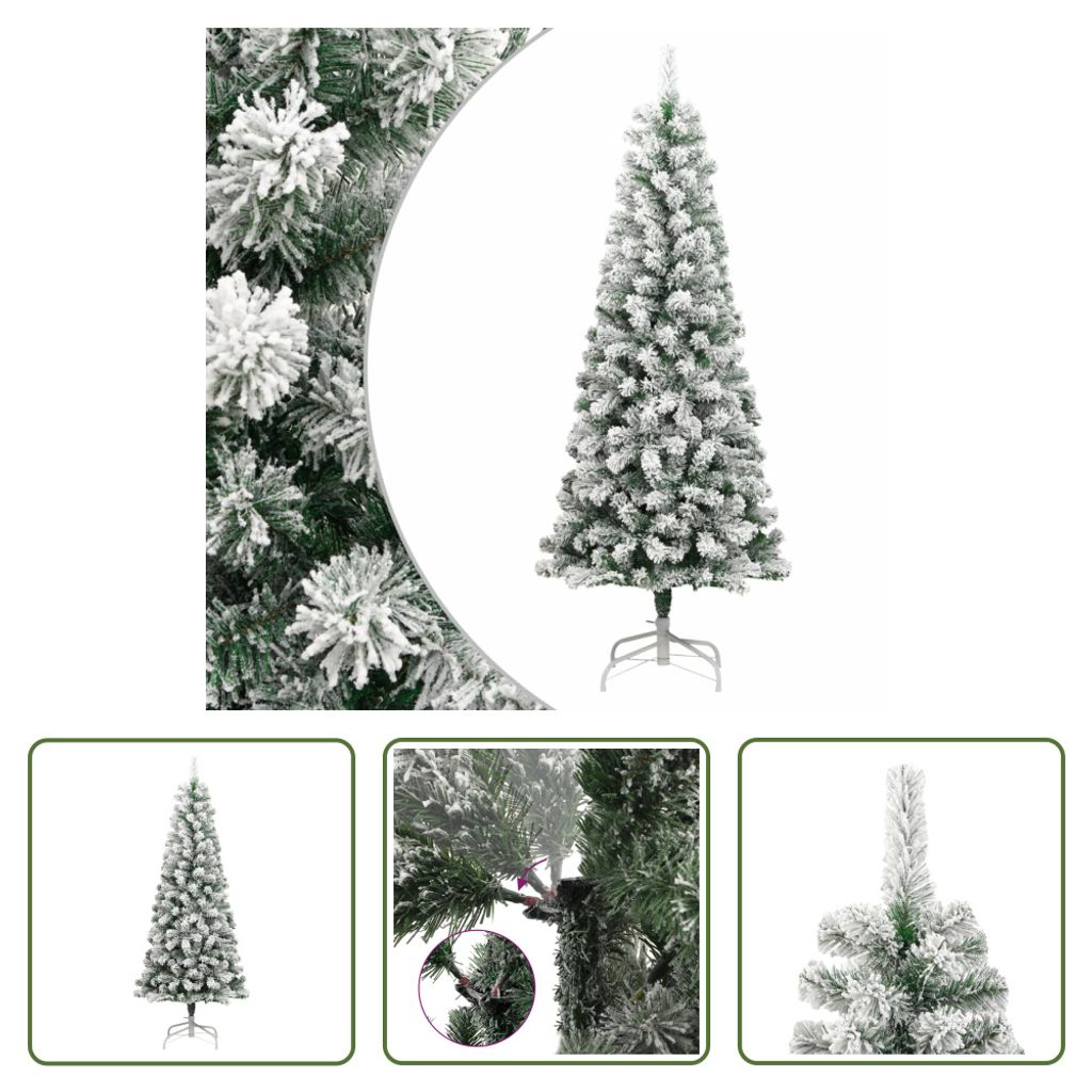 The Living Store Künstlicher Weihnachtsbaum Klappbar Beschneit 180 cm