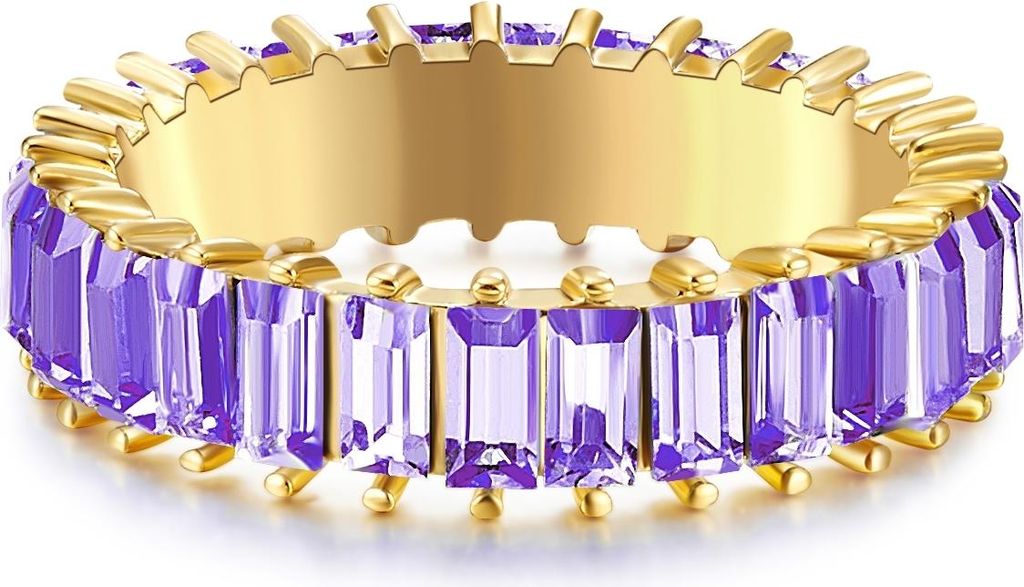 Ring gelbgold Kristall violett 54