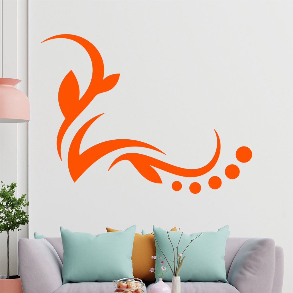 Blätter - Linien Punkte Wandtattoo in 6 Größen - Wandaufkleber Wall Sticker - Dekoration, Küche, Wohnzimmer, Schlafzimmer, Badezimmer