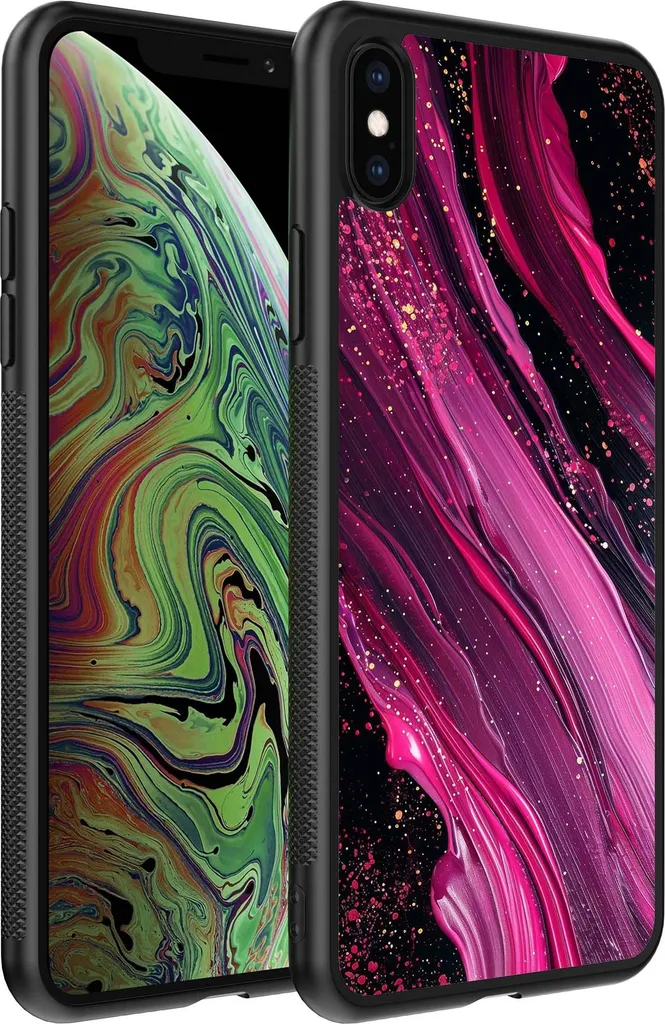 Smartphonica Custodia per iPhone X/Xs con stampa in marmo - Custodia in TPU con design in marmo - Viola Rosa