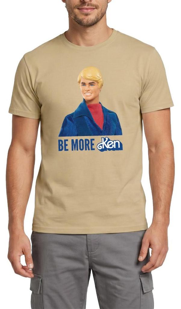 Spreadshirt Barbie Ken Design Mit Spruch Be More Ken Männer T-Shirt, 3XL, Sandbeige