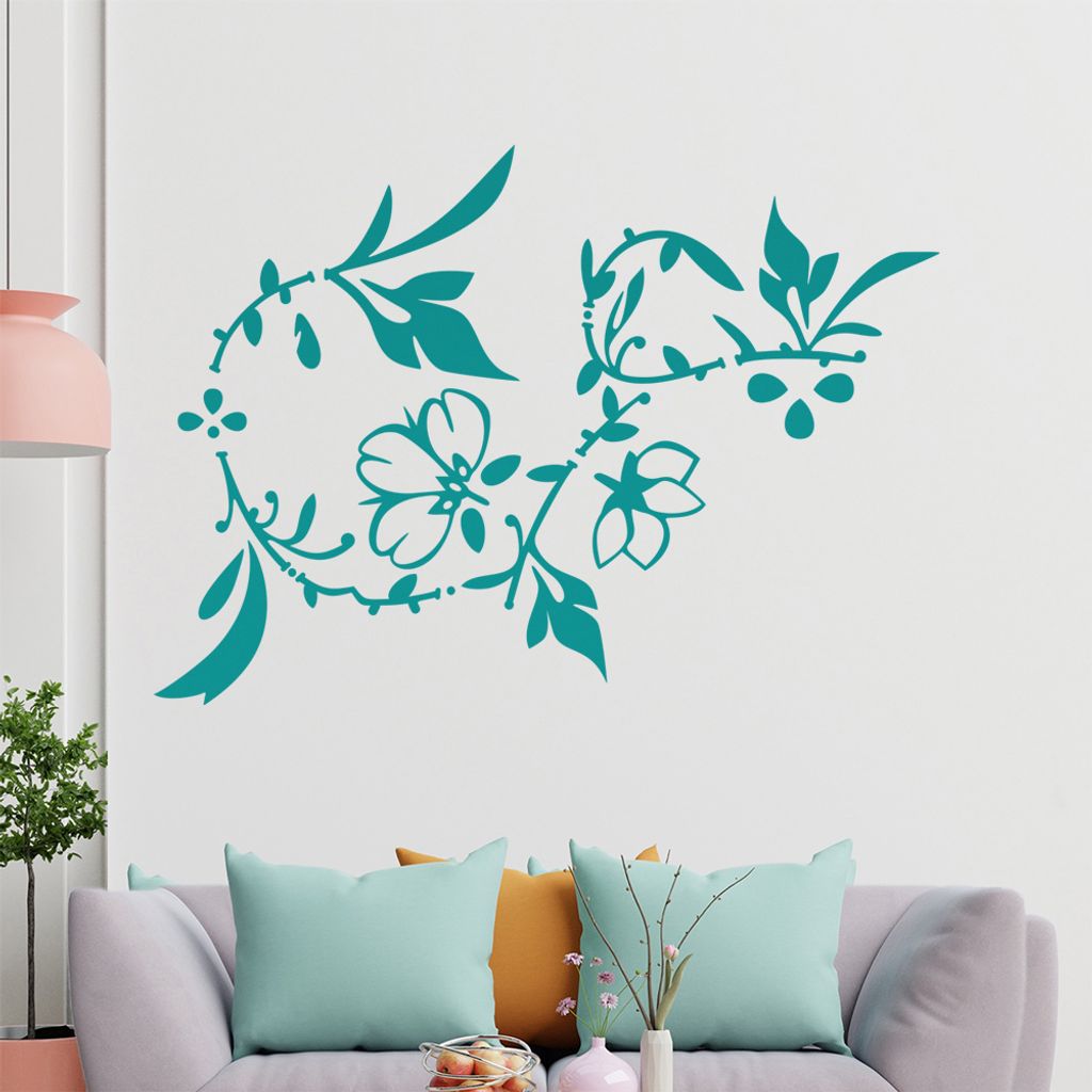 Blumenranke - Linien Wandtattoo in 6 Größen - Wandaufkleber Wall Sticker - Dekoration, Küche, Wohnzimmer, Schlafzimmer, Badezimmer