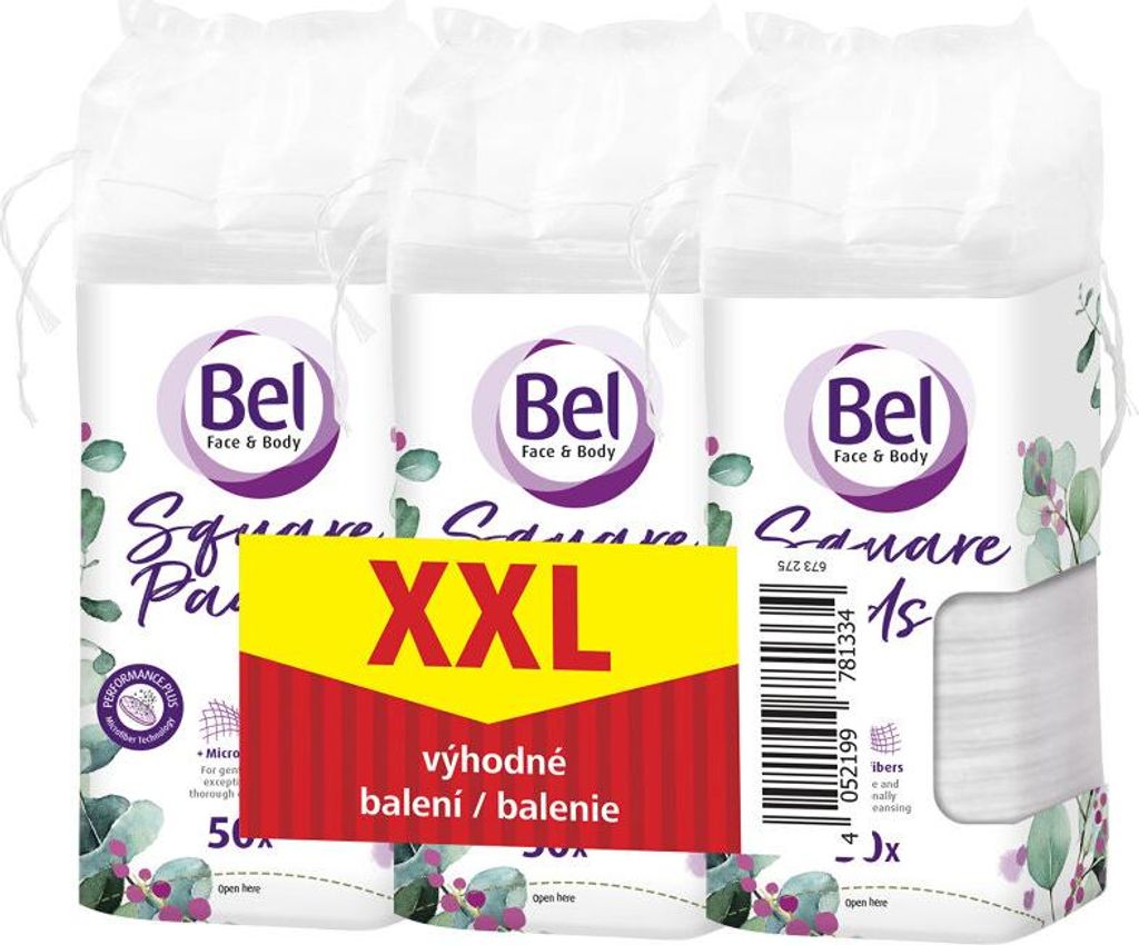 Set quadratischer Abschminkpads Bel Face & Body Cosmetic 3 x 50 Stü ck