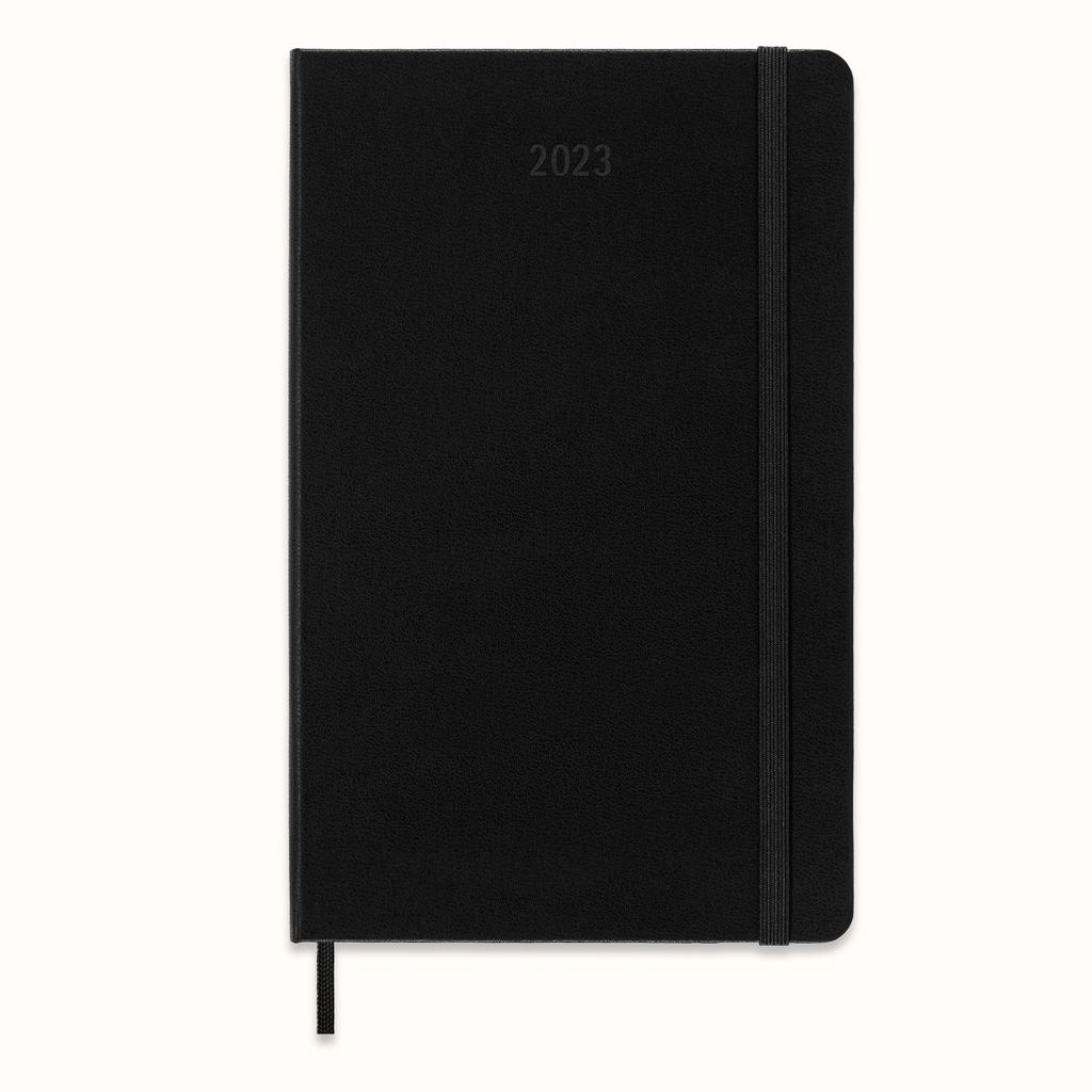 Moleskine 12 Monate Monats Notizkalender 2023, L/A5, 1 Mo = 2 Seiten, Linierte Seiten, Hard Cover, Schwarz