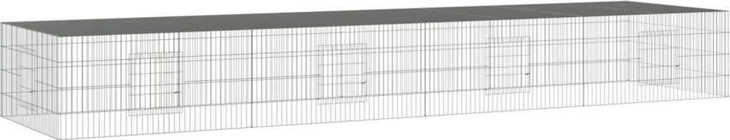 vidaXL Cage à lapins 4 panneaux 433x109x54 cm Fer galvanisé Image du produit 