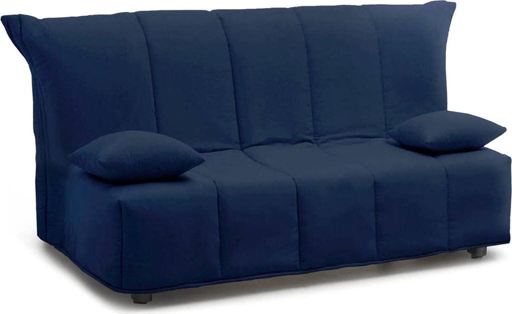 Schlafsofa Dabam, 3-Sitzer-Sofa, 100% Italy, Wohnzimmersofa mit Trolley-Öffnung, aus gepolstertem Stoff, inklusive Kissen, Cm 165x90h85, Blau
