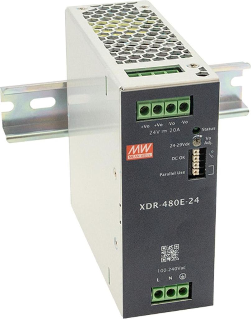 MEANWELL XDR-480E-24 AC-DC-Industrienetzteil Hutschiene 480W 24V 20A