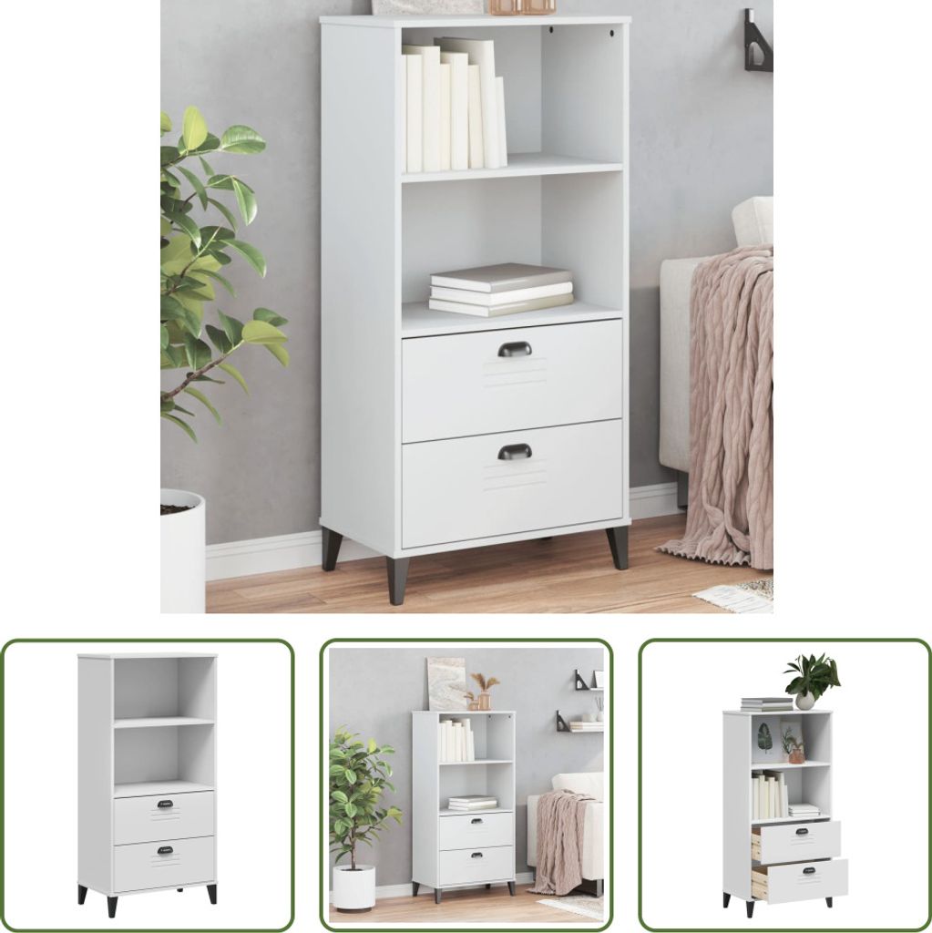The Living Store Bücherschrank VIKEN Weiß 60x35x123 cm Holzwerkstoff