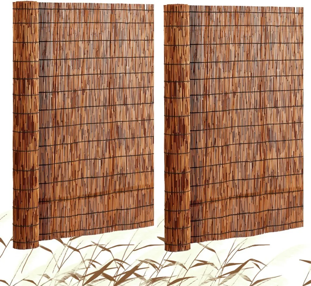 Natte de roseaux pour intimité terrasse et balcon 5x1,2m brun lot x2