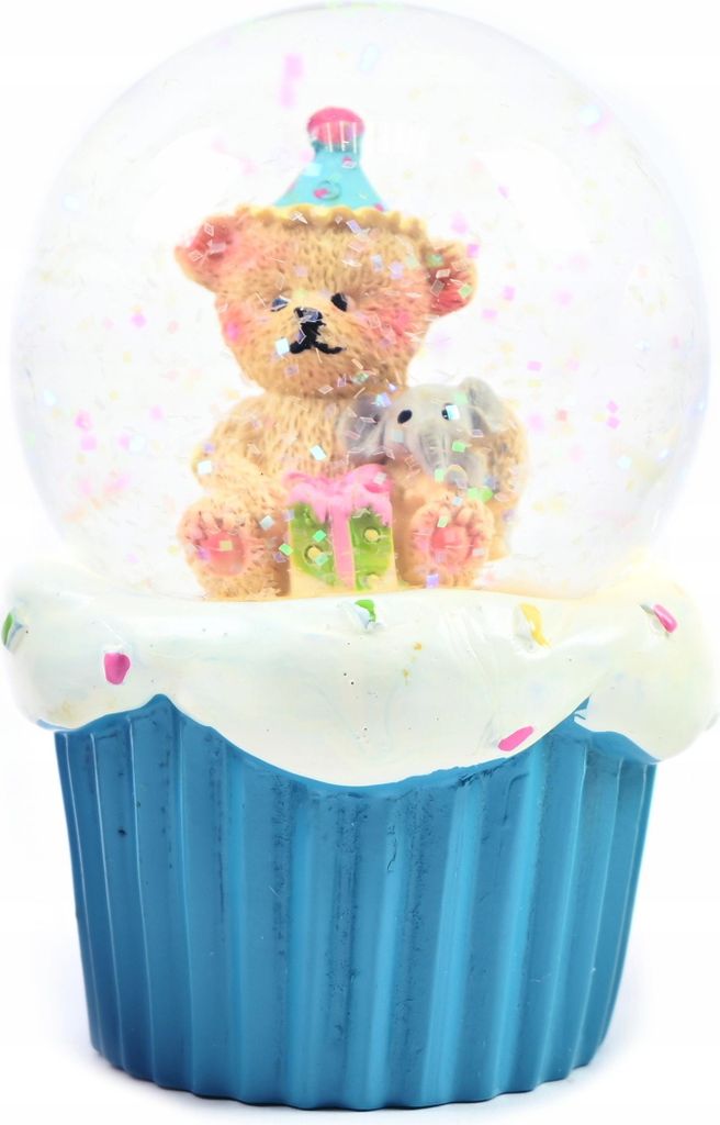 Schneekugel Teddybär 10cm - Zauberhafte Glitzerkugel für Weihnachten - Deko Geschenk Kinder
