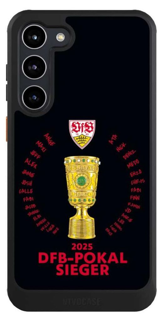 NIVOCASE Hülle für Samsung Galaxy S23+ Handyhülle NIVOcore Case Schwarz Offizielles Lizenzprodukt Pokal VfB Stuttgart
