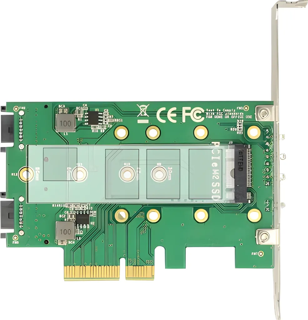 Adattatore M.2 PCIe DeLOCK 89518: Controller 3x M.2 SATA/NVMe Low Profile
