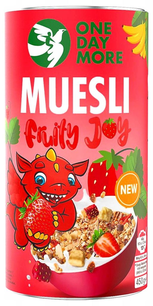 OneDayMore | Kinder Müsli Fruity Joy mit Erdbeere und Banane | ohne Zuckerzusatz, ballaststoffreich, 450g