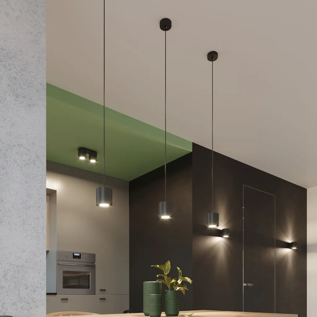 Lampada A Soffitto Moderna Nera Con 3 Fari GU10 4000K, Teste Regolabili 350° – Ideale Per Uffici E Appartamenti