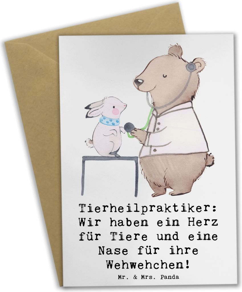 Mr. & Mrs. Panda Grußkarte Tierheilpraktiker Herz - Weiß - Geschenk, einladungskarten, Tiernaturheilkunde, Akupunktur Tiere, Beruf, Berufsleben, ...