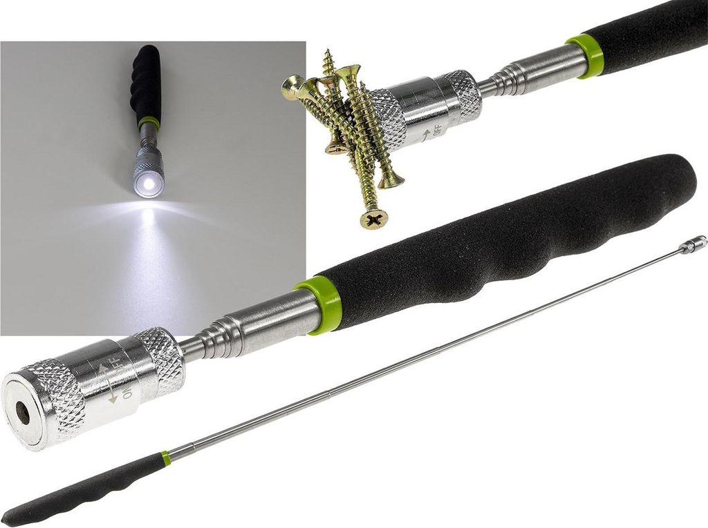 ChiliTec 19119 Teleskop Pick-Up Werkzeug mit LED Länge 20-80cm, Zugkraft ca. 3,2kg