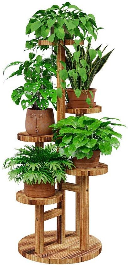 Houten plantenrek mit fünf Niveaus für Innen- und Außenbereich