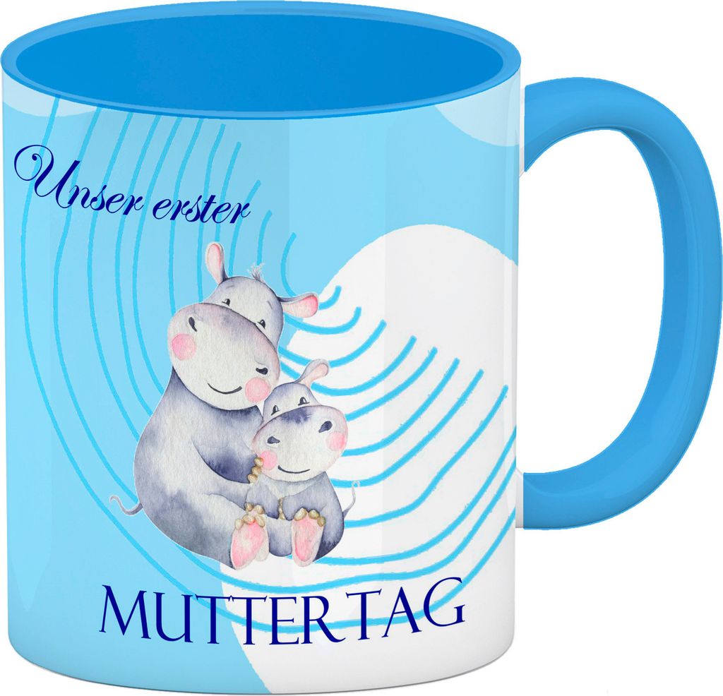 Unser erster Muttertag Kaffeebecher Hellblau