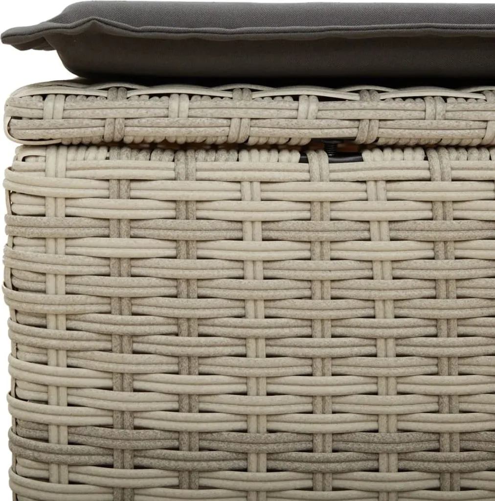 Sgabello da giardino con cuscino grigio chiaro 55x55x37 cm in poly rattan - 6