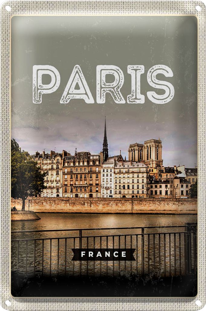 Blechschild Reise 40x30cm Paris Frankreich Architektur