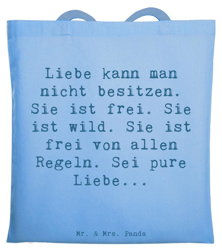 Mr. & Mrs. Panda Tote Bag Spruch Liebe und Freiheit - Sky Blue - Geschenk, Gefühle, Einkaufstüte, Motivation, Tasche, einkaufsshopper, Unabhängi...