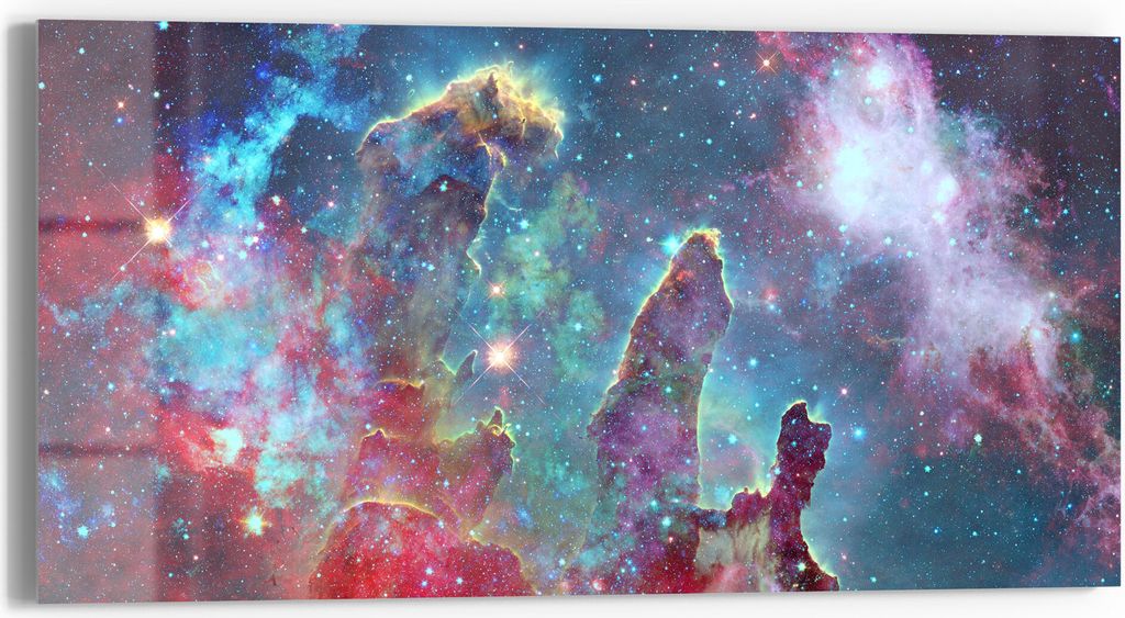 DEQORI Glasbild Echtglas 60x30 cm 'NASA Nebula Realaufnahme' Wandbild Bild modern Deko