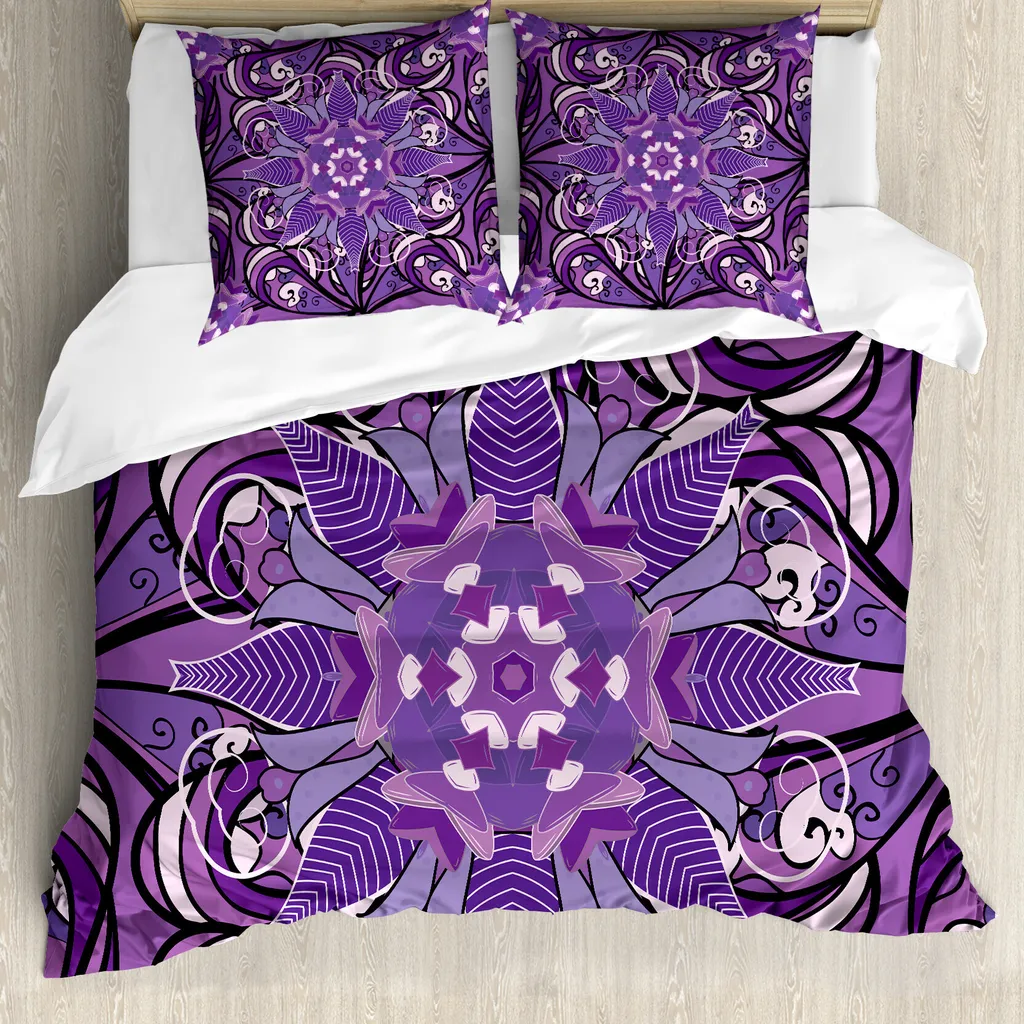 Set Letto 200x200 Mandala ABAKUHAUS Lavanda - Ipoallergenico e Chic