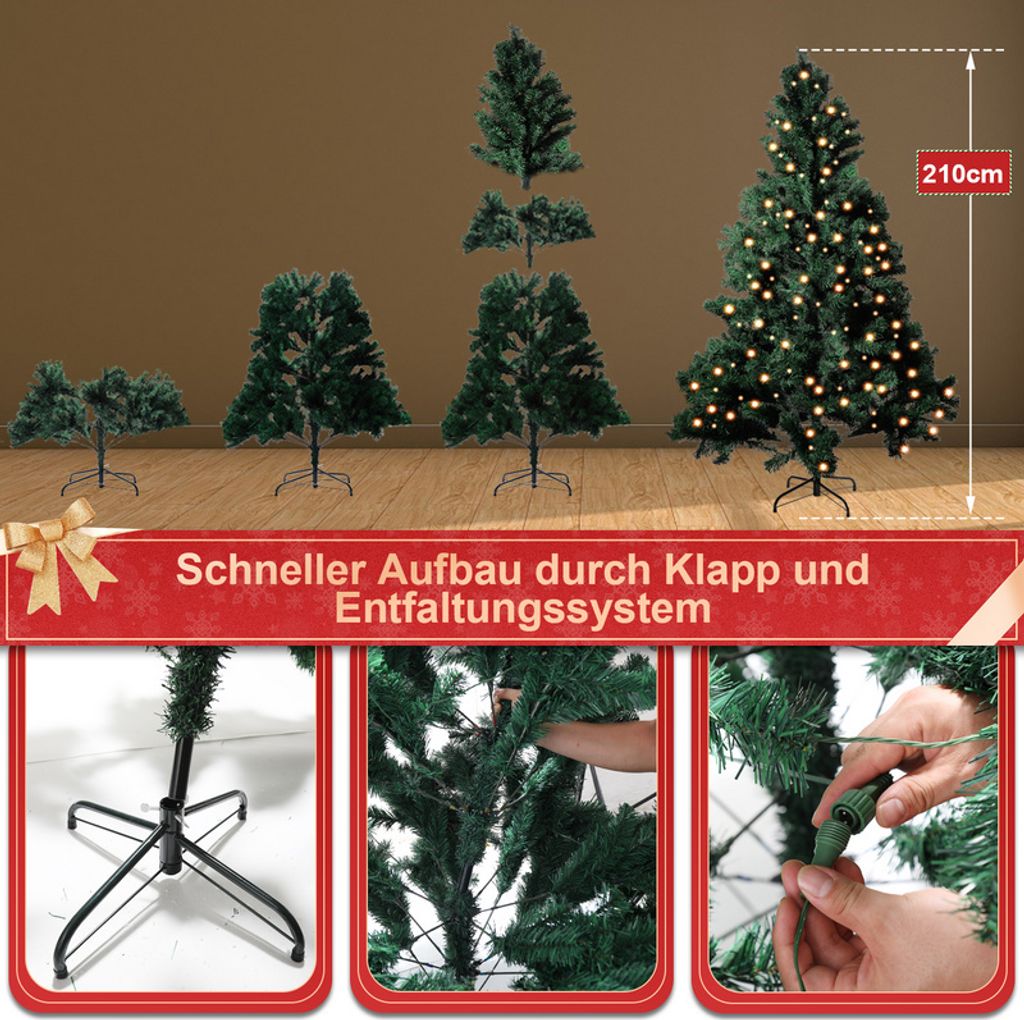 Yakimz 210 Knstlicher Weihnachtsbaum inkl. 1200 Spitzen