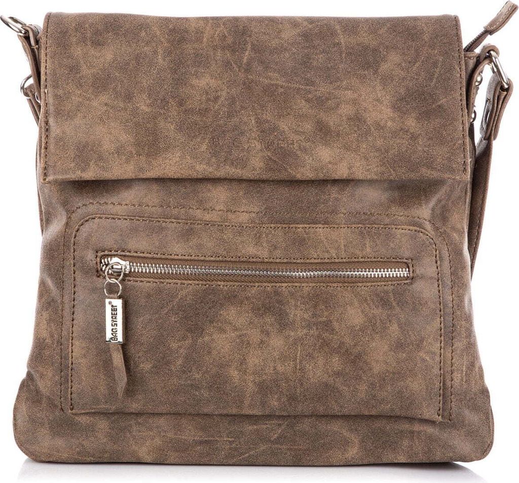 Bag Street Umhängetasche für Damen, Wildlederoptik, mehrere Taschen, kompakte Größe, Magnetverschluss Braun