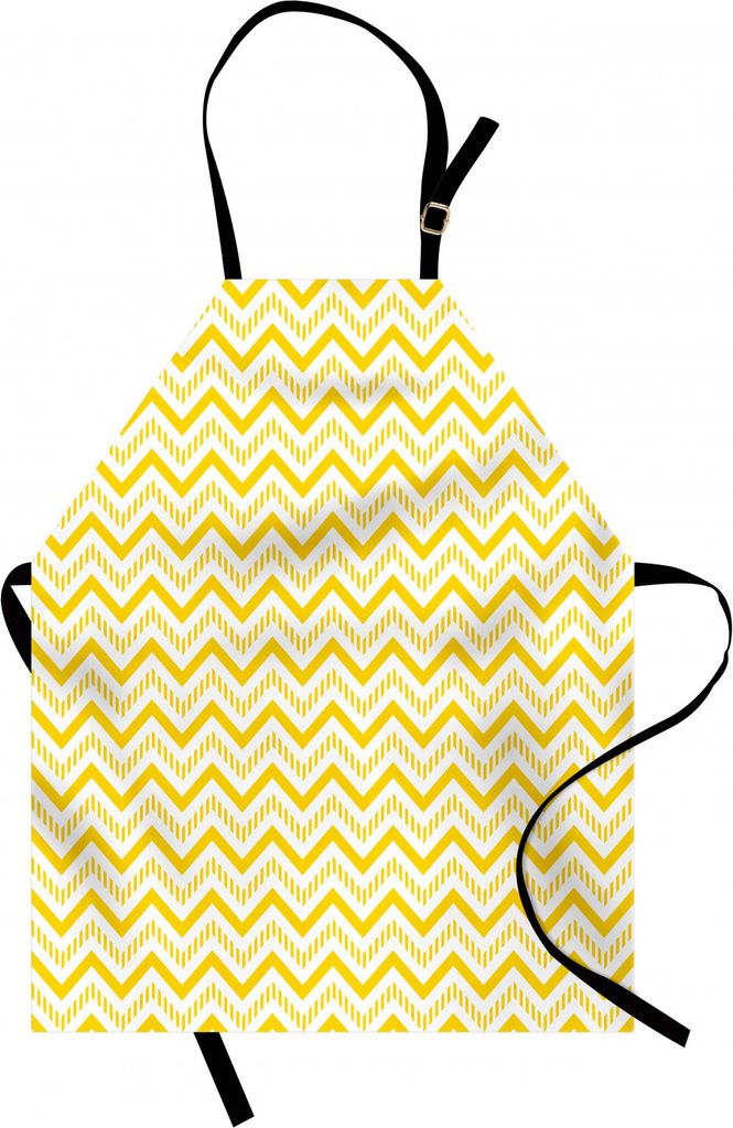 ABAKUHAUS Gelb Kochschürze, Zickzack-abstraktes Zickzack-Muster-gestreifte Coole geometrische Art-Retro- Kunst 90s, Farbfest Höhenverstellbar Was...