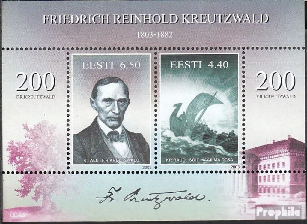 Briefmarken Estland 2003 Mi Block20 (kompl.Ausg.) postfrisch Kreutzwald