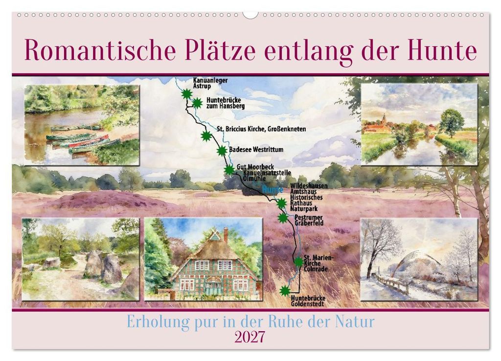 Romantische Plätze entlang der Hunte (Wandkalender 2027 DIN A2 quer), CALVENDO Monatskalender
