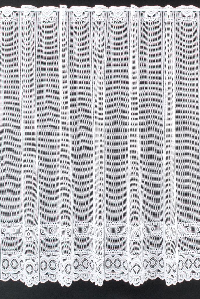 Gardinen Kranzusch Scheibengardine Jacquard gebogt Abschluss 120x137,5 cm H/B weiß Bistrogardine Vorhang Küche 1er Pack