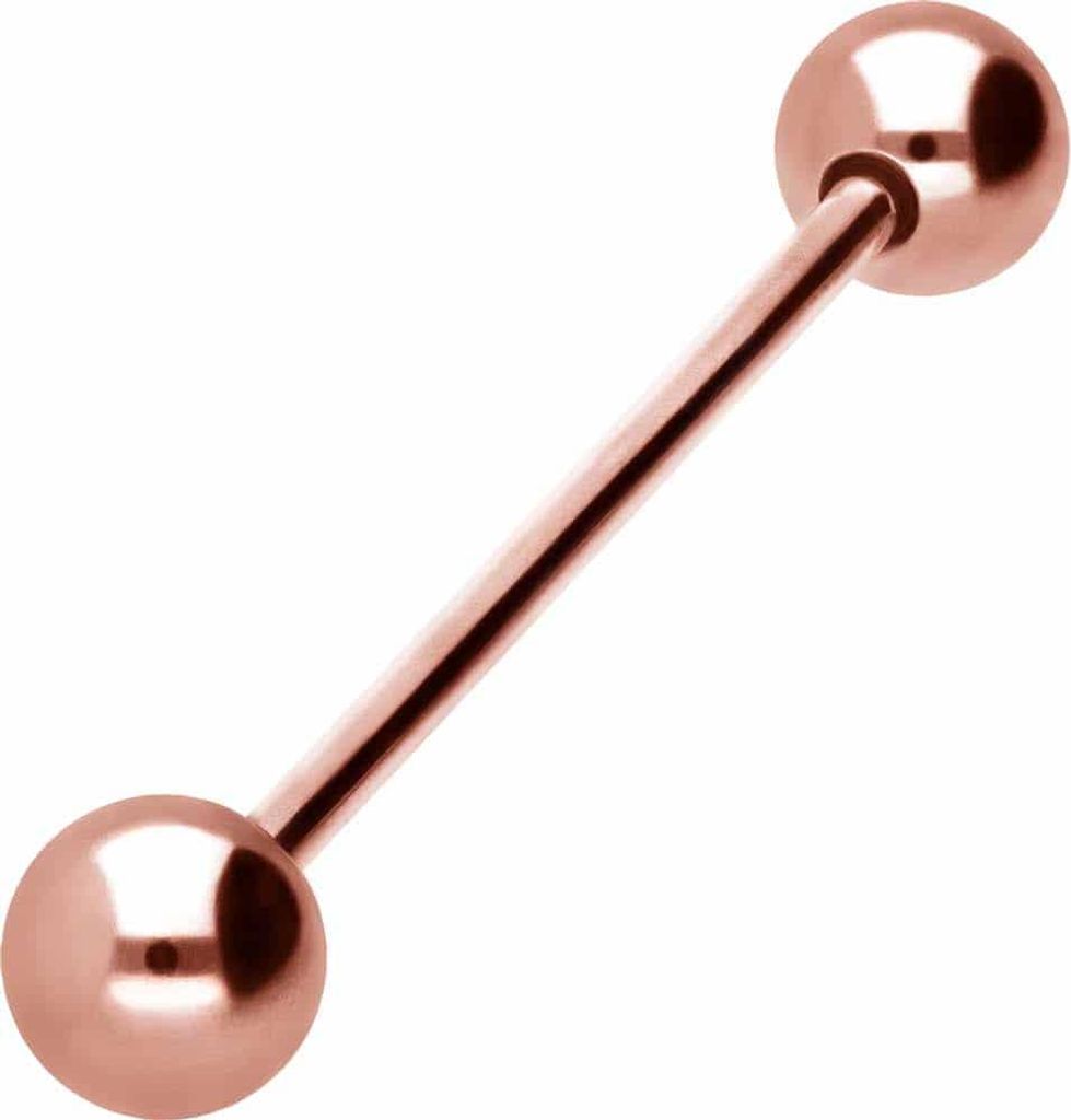 Zungenpiercing, Intim-Piercing Titan Barbell RoséGold Stablänge: 31mm + Stabstärke: 1,6mm + Kugelgröße: 6mm