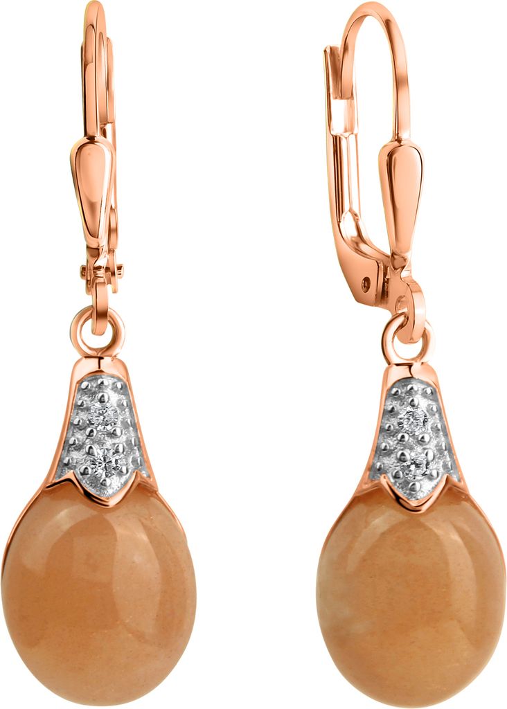 Zeeme Gemstones Ohrringe 925/- Sterling Silber 3,7cm rot Mondstein pfirsich 360230389-11