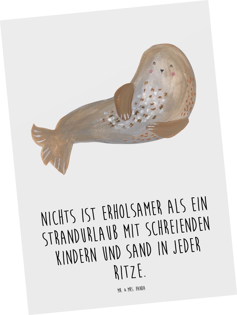 Mr. & Mrs. Panda Postkarte Sommerchaos - Weiß - Geschenk, Sommergefühle, Grußkarte, spruchkarte, bildkarte, Ansichtskarte, Summer Feelings, Emot...
