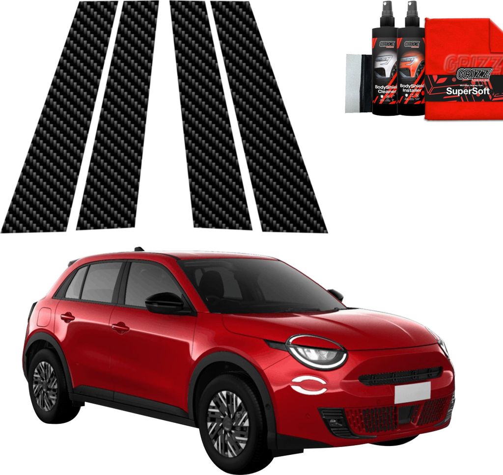 4in1 Kohlenstoff Schutzfolie Grizz Protector für B-C-Säule - Fiat 600 (2023-2025)