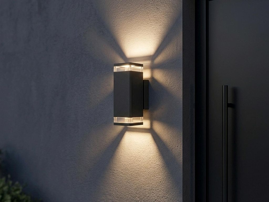 Up and Down Außenwandleuchte Fassadenlampe aus Aluminium in Schwarz, Höhe 23cm