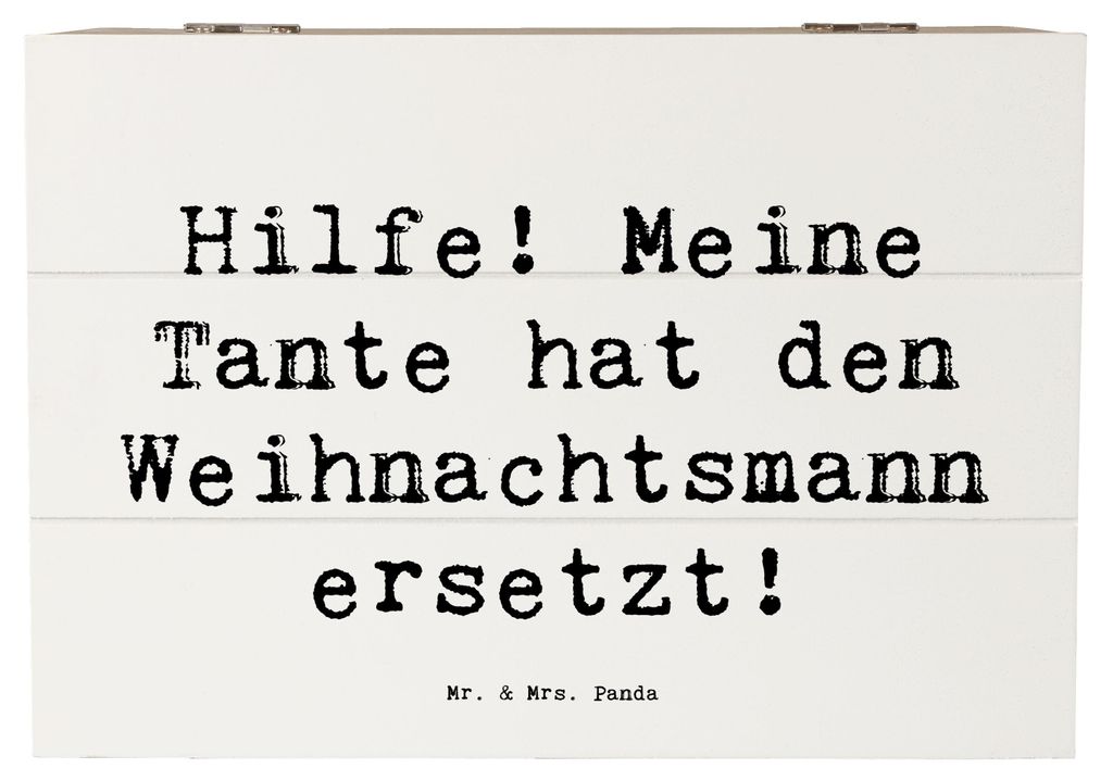 Mr. & Mrs. Panda Box Spruch Tante Weihnachten 22 x 15 cm - Weiß - Geschenk, fotobox, Neffe, Geschenke, Schatulle, Handarbeit, geschenkkiste, Liebe...