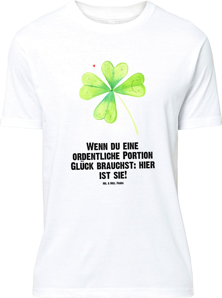 Mr. & Mrs. Panda Größe XL T-Shirt Blume Kleeblatt - Weiß - Geschenk, Shirt, Glücksbringer, Motivation, mit Spruch, Kleeblätter, Glück, Garten...