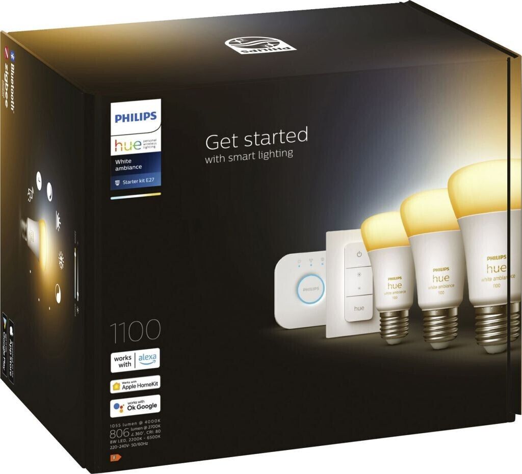 Philips Hue White ambience Starter-Set: E27 - Lampe A60 Produktbild 