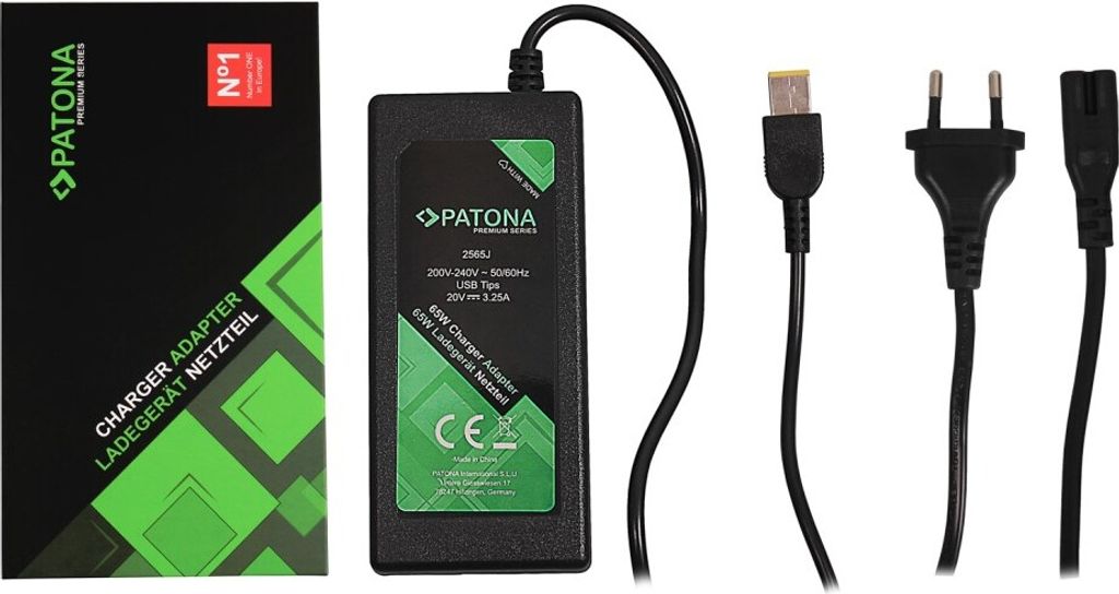PATONA Premium Netzteil 20V 3,25A 65W Slim-Tip für Lenovo Produktbild 