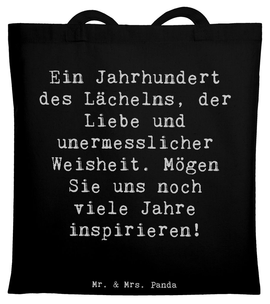Mr. & Mrs. Panda Shopping Tasche Spruch 100. Geburtstag Weisheit - Schwarz - Geschenk, Schultasche, Jutebeutel, Uni, Jubiläum, Happy Birthday, Tot...