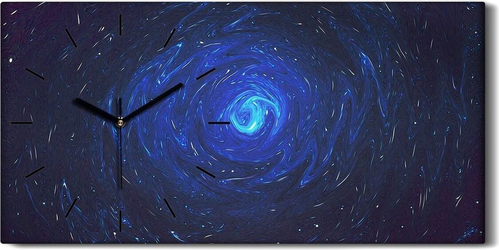 Leinwand Uhr Küche Wohnzimmer Bild 60x30 Abstrakte Galaxie Aquarell farbig - schwarze Hände